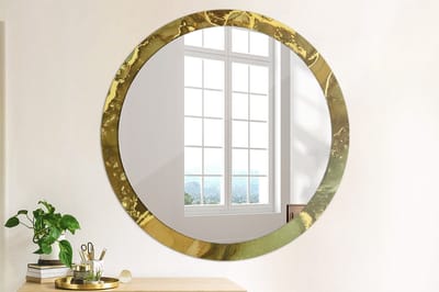 Coloray Bedrukte Spiegel - Metalen wervelingen Bedrukte Spiegel - 100 cm - Gouden Bedrukte Spiegel - Bedrukte Spiegel - Spiegel Met Bedrukte Lijst - Spiegel Met Decoratie