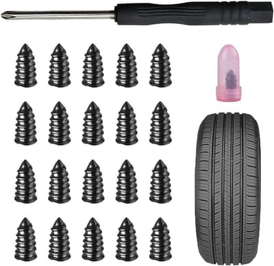 Bandenreparatie Set - Rubberen Bandenpluggen - Snel Lekken Dichten - Direct Schroefbaar - 2 Maten Inclusief - Zwart
