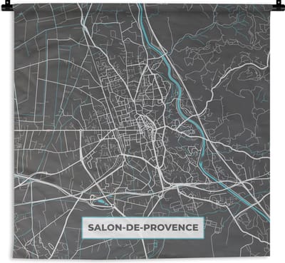 Wandkleed - Wanddoek - Frankrijk - Salon-de-Provence - Plattegrond - Kaart - Stadskaart - 180x180 cm - Wandtapijt