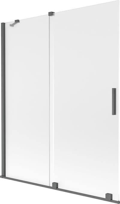 Mexen Velar badwand scherm 2-delig schuifbaar 140 x 150 cm, ijs, gun grijs geborsteld - 896-140-000-31-66