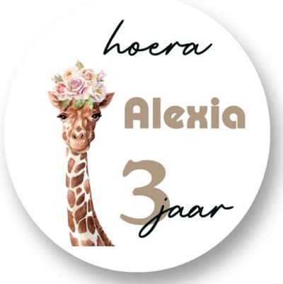 20x Sluitsticker Giraf - Jungle - Wild - 40 mm - Verjaardags sticker - Sluitzegel - Sticker Verjaardag jongens meisjes - Uitdelen - Cadeau's Kado's - Glossy - Sluitzegel - Wensetiket - Uitdelen - Jarig - Trakteren - Afscheid
