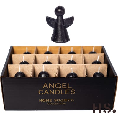 Home Society - Engel Kaarsjes - Doos 12 stuks - Zwart - 8.5 cm