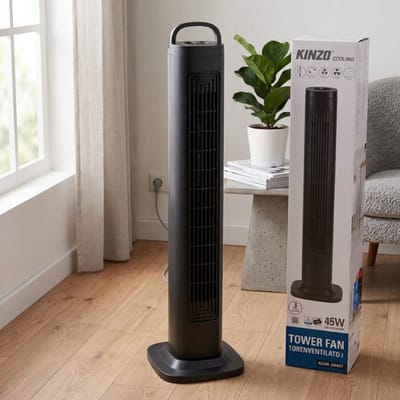 Kinzo® Toren Ventilator 82CM | 3 Snelheden | Oscillerend - Krachtig en stil | Staand Torenventilator - Zwart