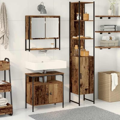 vidaXL - Badkamermeubel - Set - 3 - st - Oud - Hout - 33 - x - 33 - x - 185,5 - cm