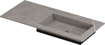 INK Post wastafel in keramische slab met envelop bodem wasbak rechts zonder kraangat 100x45x1cm, armani grey mat