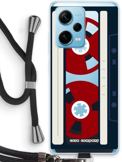 Case Company® - Hoesje met koord geschikt voor Xiaomi Redmi Note 12 Pro Plus hoesje met Koord - Here's your tape - Telefoonhoesje met Zwart Koord - Bescherming aan alle Kanten en Over de Schermrand