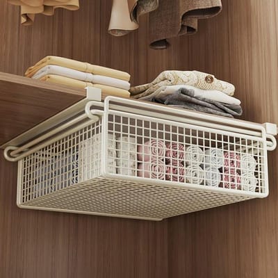 Uittrekbare ladenmand - Hangende opbergbak - Kast organiseren - Verstelbare hoogte - 35 x 45 cm - Wit