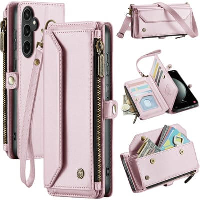 Caseme Samsung S23 FE Clutch Wallet met Koord Roze