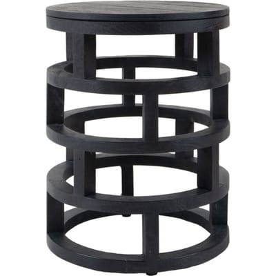 Bijzettafel Jax 51 x ø40 cm - Industrieel - Rond - Zwart onderstel