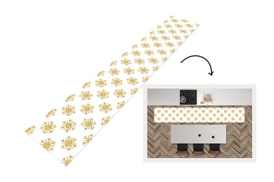 Keukenloper - Loper keuken - Sneeuwvlok - Gold - Glitter - Kerstmis - Design - 300x50 cm - Keukenloper vinyl