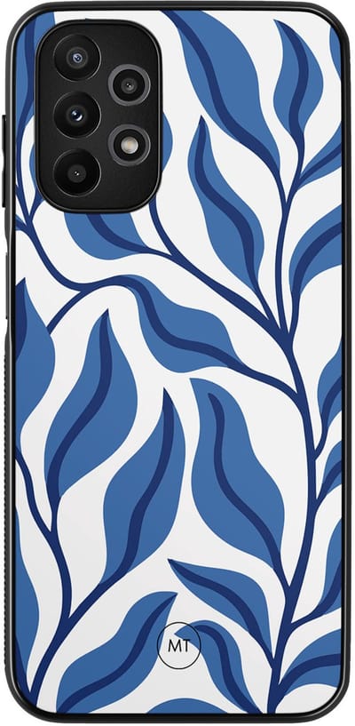 Hoesje geschikt voor Samsung Galaxy A13 4G - Blue leaves - TPU Hard Case Backcover - Blauw - Mooie Telefoonhoesjes