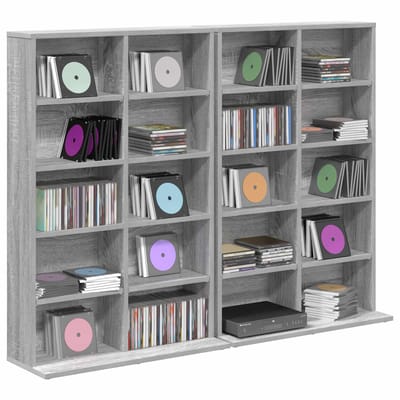 vidaXL - CD - Kast - 2 - st - Grijs - Sonoma - 65 - x - 23,5 - x - 97,5 - cm - Bewerkt - hout