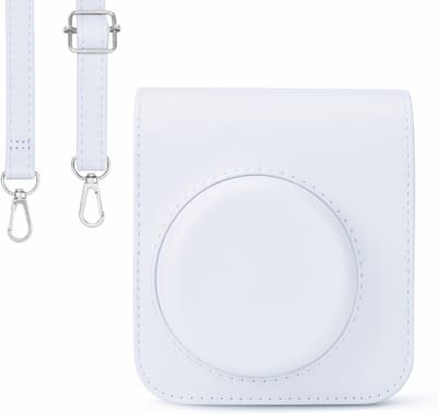Camera hoes geschikt voor Fuji Instax Mini 12 - Beschermende tas voor instant camera - Draagbare case met schouderriem - Wit en stijlvol ontwerp