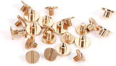 Koperen Knoppen en Spijkers voor Leer - Schroef-In Rivets 5mm, 6.5mm en 8mm - Set van 10 Stuks voor Handgemaakt Leerwerk