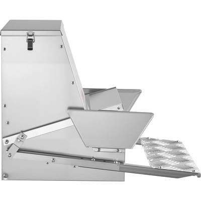 Mangeoire Automatique pour Poulets, Capacité de 18,14 kg, Mangeoire pour Volailles à Pédale Étanche avec Couvercle Verrouillable, Sans Gaspillage, Construction en Acier Galvanisé, Usage Extérieur,