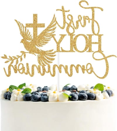 Glitterende Taarttopper voor Communie, Bevestiging en Doop - Decoratie voor Religieuze Feesten en Partijen