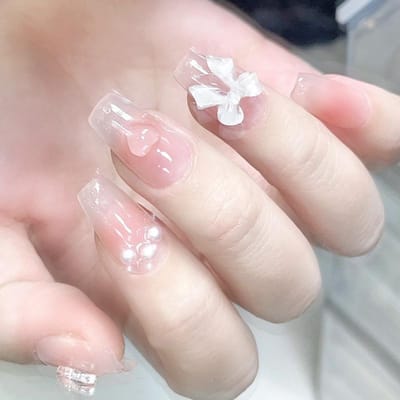Schattige Roze Lieve Prinses Verwijderbare Handgemaakte Draag Nagelkunst Y2K Vitaliteitsmeisje Korte Nepnagels Blush Strik Nagelpatch S
