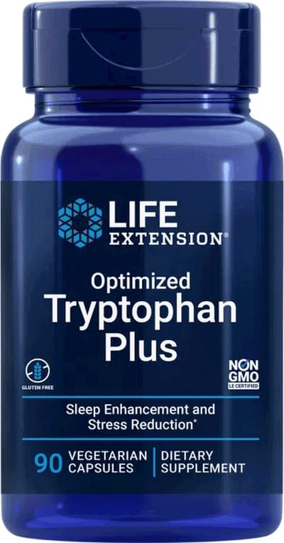 Life Extension - Geoptimaliseerde Tryptofaan Plus - 90 Capsules - Plus L-Lysine, Hop (Perluxan®) en Rozemarijn (Ursole™) - Voedingssupplementen