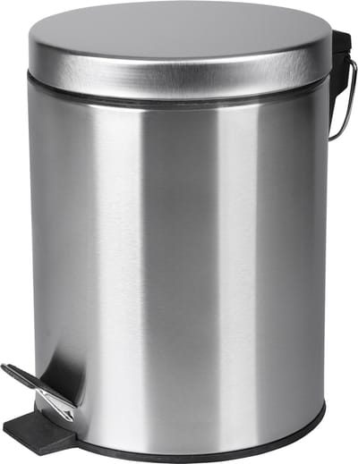 Differnz Pedaalemmer Mat Chroom â€“ Prullenbak Badkamer â€“ Afvalbakje â€“ 5 liter