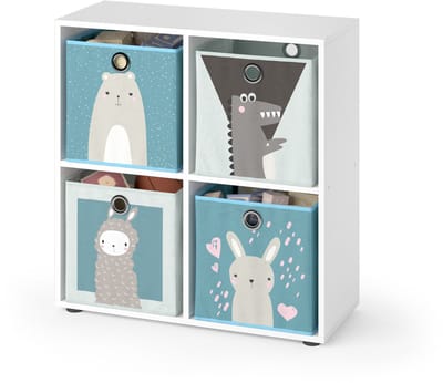 Vicco Tetra Kinderboekenkast – 72.6 x 72 cm met 4 vouwdozen Wit