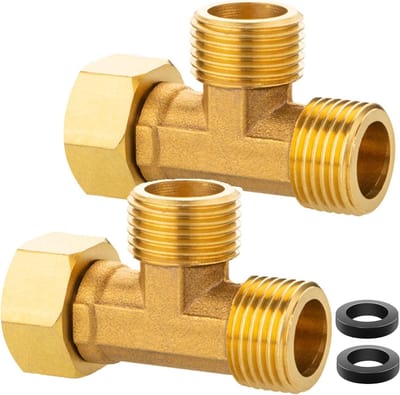 2 x T-Coupling 1/2 Inch Waterverbinding DN15 3-Weg T-stuk voor Drinkwater en Koelsystemen
