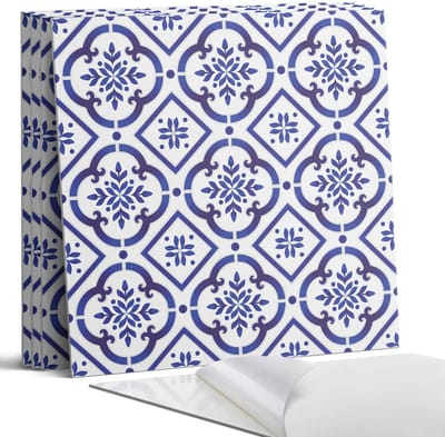 Coloray Wandpanelen Zelfklevend - Tegelpatroon met ornamenten Zelfklevende Wandpanelen - 50 cm x 50 cm - Blauw Wandpaneel PVC - 5 stuks - Texturen Wandpanelen Zelfklevend - Wandbord Keuken - Wandpaneel Badkamer