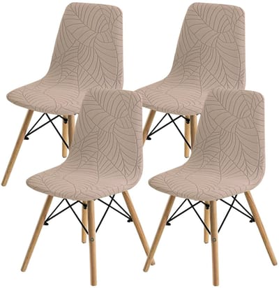 stoelhoezen voor eetkamerstoelen, verstelbaar, wasbaar, elastisch, voor banket, keuken, thuis, kaki, 2/4/6 stuks
