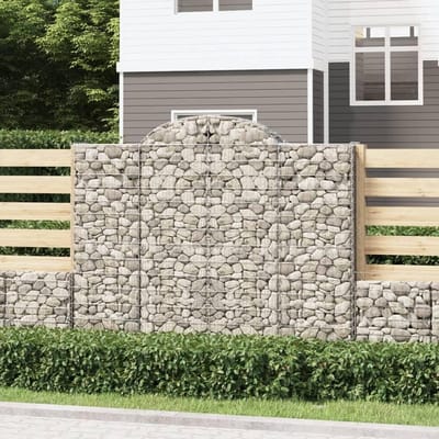 Schanskorf met boog - Stenen manden - Tuin verfraaien - Geluidsisolerende barrière - 200 x 30 x 180 cm - Zilver