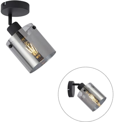 QAZQA domo - Moderne Plafondlamp voor binnen - 1 lichts - L 24 cm - Zwart - Woonkamer | Slaapkamer | Keuken