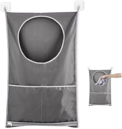 Dailygoods- Wasmand 3 Vakken - Wasmand met Deksel - Waszak voor Kleding - Wasmand Zwart - Waszakken voor Wasgoed - Waterdicht en Ruim