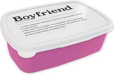 Broodtrommel Roze - Lunchbox - Brooddoos - Woordenboek - Vriend - Quotes - Vriend definitie - Spreuken - 18x12x6 cm - Kinderen - Meisje