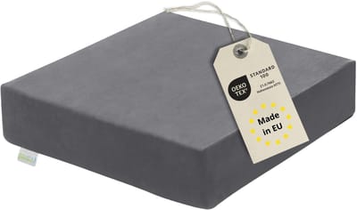Bodyprotect zitverhoger - zitkussen 40x40 cm - hoogte 10 cm - hoes van zacht micropluche - te gebruiken als opsta-hulp, vloerkussen of verhoogd stoelkussen - Made in EU - 40 x 40 x 10 cm - donkergrijs