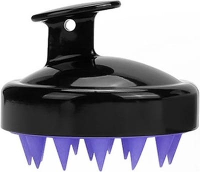 Go Go Gadget - Haarborstel - Massageborstel - Anti-roos - Haargroei - Rond - Siliconen - Scalp Massager - Zwart/Paars