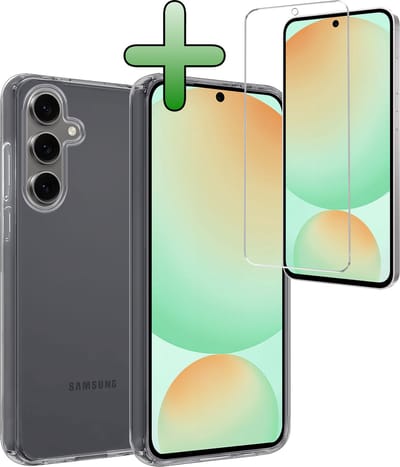 Hoesje Met Screenprotector - Geschikt voor Samsung Galaxy S24 FE - Sterk & Shockproof - Back Cover - Siliconen Case - Telefoon Hoes - Transparant