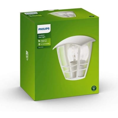 Applique murale - PHILIPS - Creek - Blanc - 1x60 W - Socle 230 V - E27 - IP44