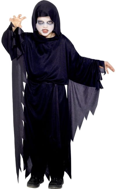 Smiffys Halloween Scream verkleedkostuum voor kinderen - zwart - mantel - met capuchon 146/158