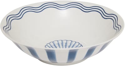 OTIX Slakom - Blauw - Wit – Saladeschaal – Serveer­schaal - Porselein – Diep Serveerbord - 26 cm – LAGUNA