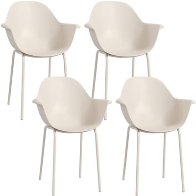 Merax Tuinstoelen 4-delig - Stapelbare Balkonstoelen met Rugleuning en Armleuningen - Tuin Eetkamerstoelen - Tot 120 kg - Grijs