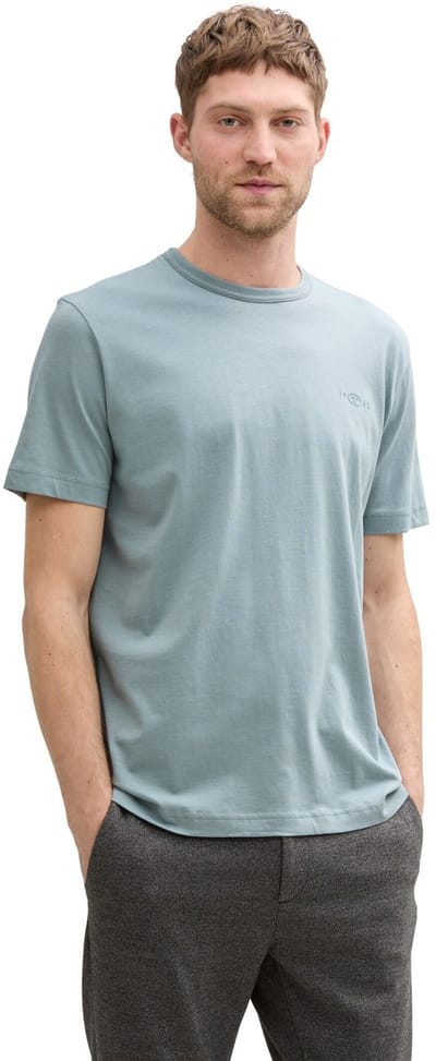 Tom Tailor - Katoenen T-shirts met logo-print, 2-pack - Maat XXL - grey mint