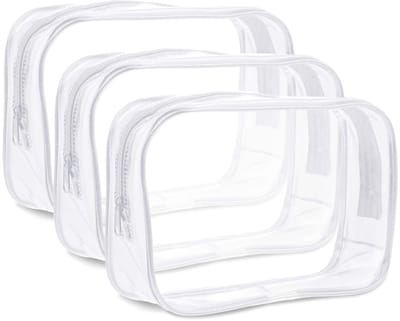 Dailygoods- Toilettas Transparant - 3 x Kleine Toilettas - Draagbare Make-up Tas - Duurzaam Kunststof - 19 x 13 x 6 cm - Grote Ritssluiting - Make-uptas