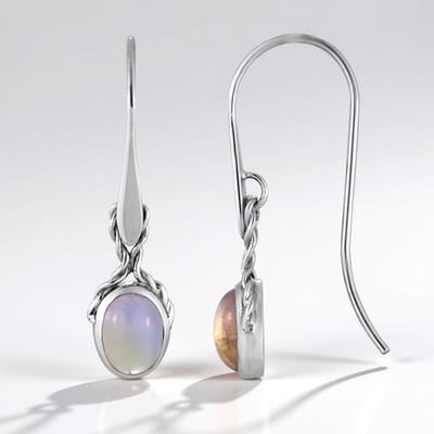 Cavill - Zilveren oorbellen 925 Sterling met 2,5 ct Boliviaanse ametrienen - 28 mm ovaal cabochon - Platina coating - Elegant dames sieraad