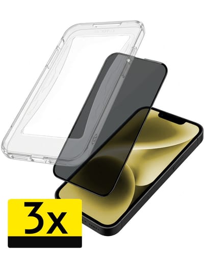 Anti-Spy Screenprotector - Geschikt voor Apple iPhone 14 - 3 Stuks - Met Installatie Kit - Flexibel Glas - Privacy Beschermglas - Tempered Glass - Screen Protector