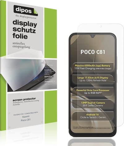 dipos – 4x Matte Beschermfolie geschikt voor Xiaomi Poco C81 | Krasbestendige & antireflecterende Screenprotector Ultra-Thin