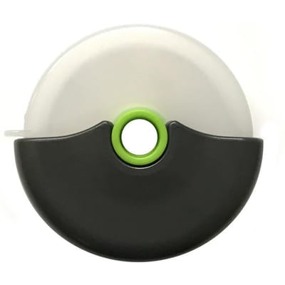 Roestvrijstalen ronde wielsnijmes voor pizza met deksel Roller Deeg Slicer Cutter Gebak Keuken Bakaccessoires Gereedschappen 4" beige