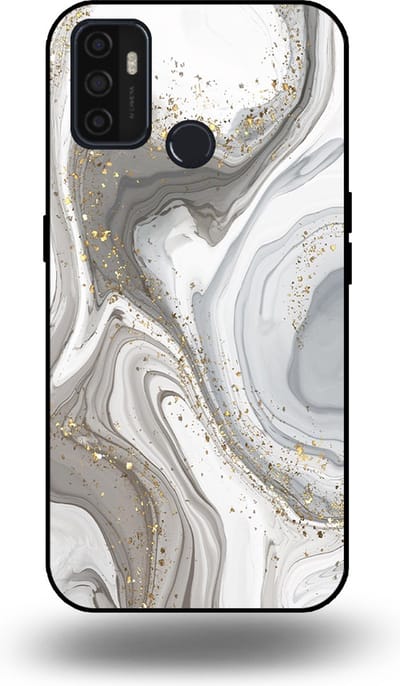 Smartphonica Telefoonhoesje geschikt voor OPPO A32 / A53 / A53s met marmer opdruk - TPU backcover case marble design - Zilver geschikt voor Oppo A32;Oppo A53;Oppo A53s