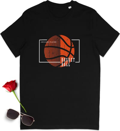 T Shirt Heren - T Shirt Dames - Basketbal Print - Zwart - Maat S