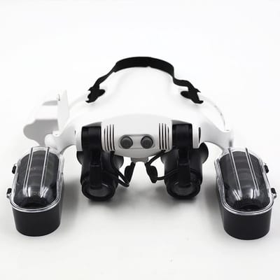 JHUBERS - Hoofdband Vergrootglas - Vergrootglas met LED Licht - Wit - 10X 15X 20X 25X - Geschikt voor Sieraden Identificatie - Loep voor Elektronic...