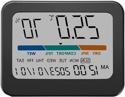 Binnenthermometer Hygrometer - Weerstation Binnen - Milieu Bewaken - Groot Kleurendisplay - 93x73mm - Grijs