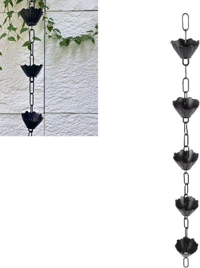 Bloem Regenketting - Waterafvoer Ketting - Tuindecoratie Buiten - Weerbestendig Metaal - 374 Inch Lengte - Aluminium