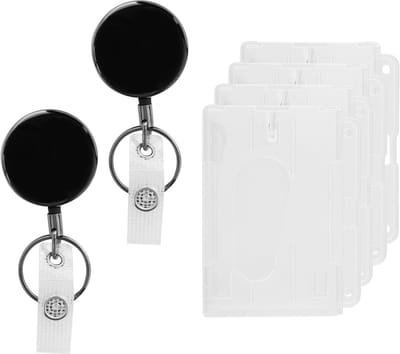 MTTproducts- ID-kaarthouder met sleutelring - 2 stuks - Transparante ID-kaarthouder - Waterdichte ID-hoes - Duurzaam polycarbonaat - Totale afmetingen 14,4 x 12,4 x 3,5 cm - Identiteitskaart Houder